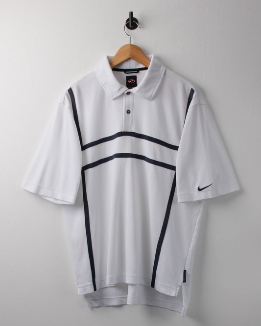 90s Nike Tiger Woods Yin Yang White Panelled Polo (M)