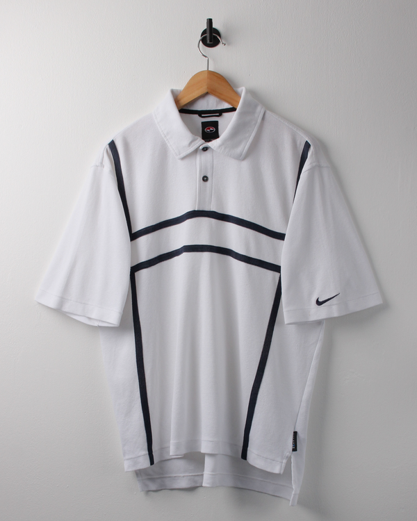 90s Nike Tiger Woods Yin Yang White Panelled Polo (M)