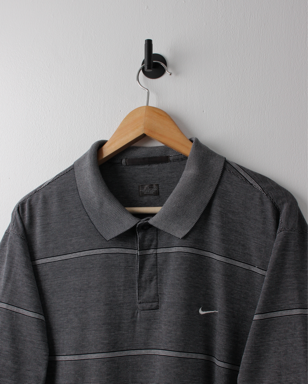 00s Nike Tiger Woods Collection Grey Striped Polo (L)