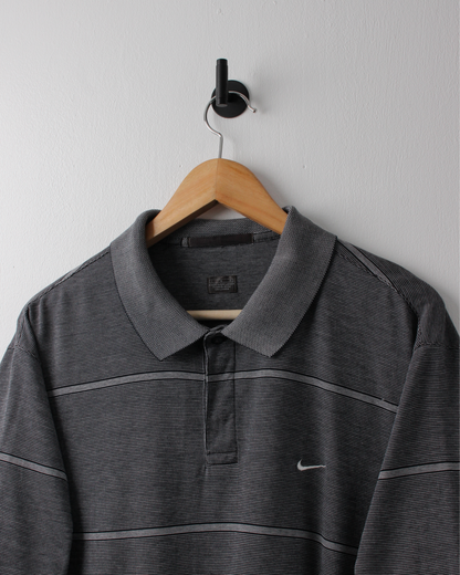 00s Nike Tiger Woods Collection Grey Striped Polo (L)