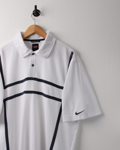 90s Nike Tiger Woods Yin Yang White Panelled Polo (M)