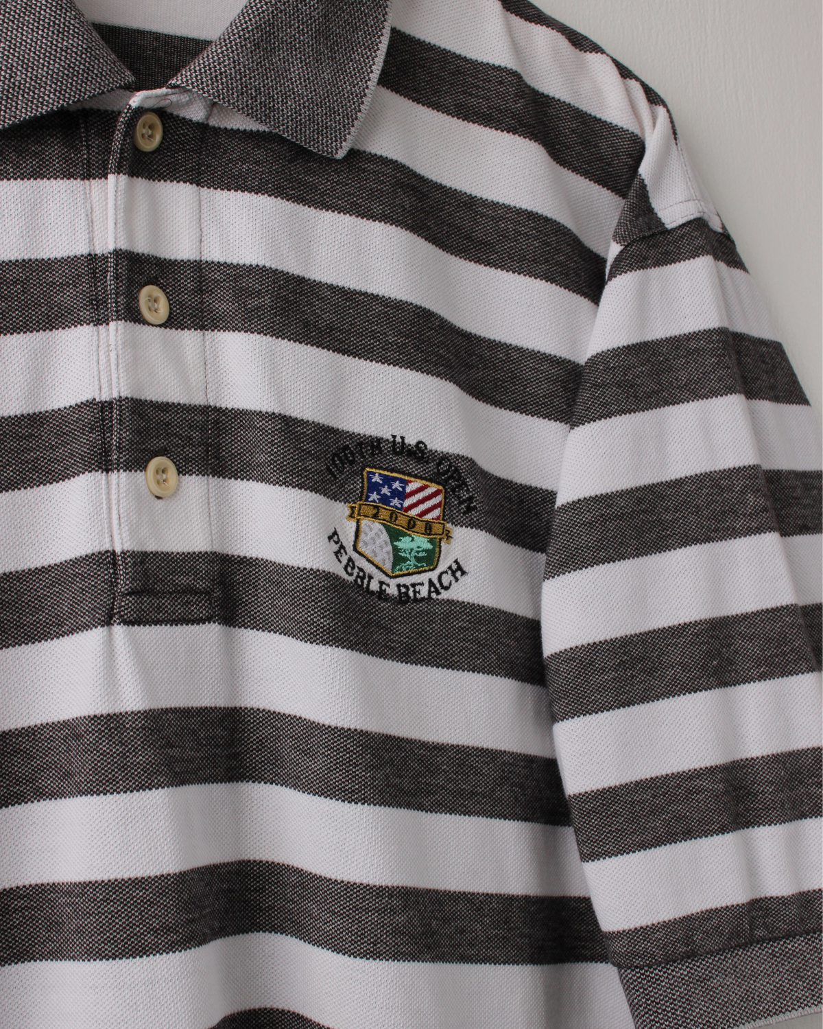 2000 US Open Pebble Beach Grey & White Striped Polo (S)