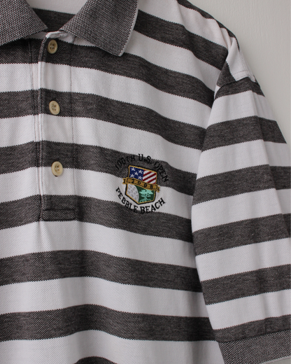 2000 US Open Pebble Beach Grey & White Striped Polo (S)