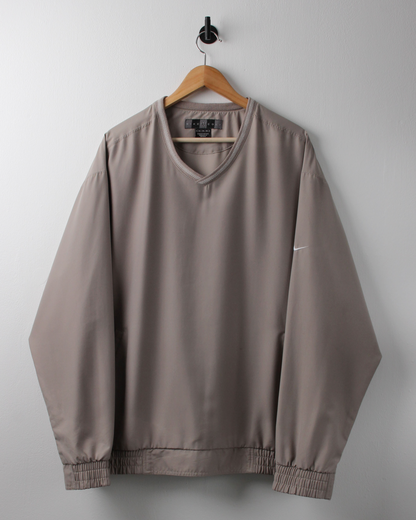 00s Nike Taupe Lightweight V-Neck Windbreaker (XL)