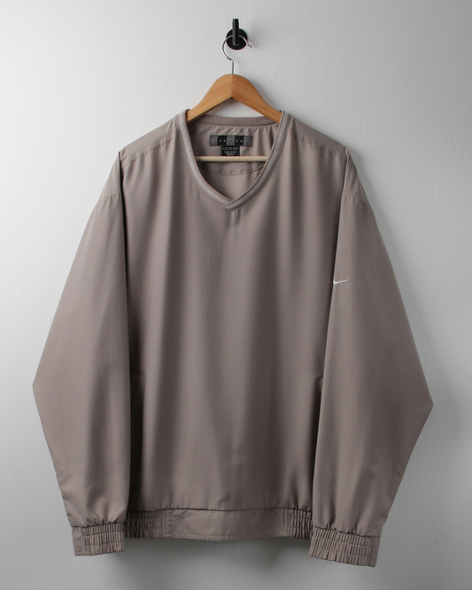 00s Nike Taupe Lightweight V-Neck Windbreaker (XL)