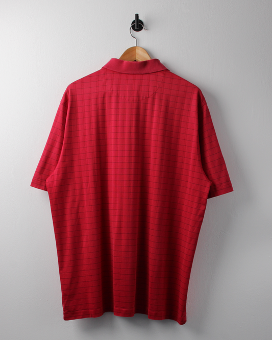00s Nike Tiger Woods Collection Bright Red Chequered Polo (XL)