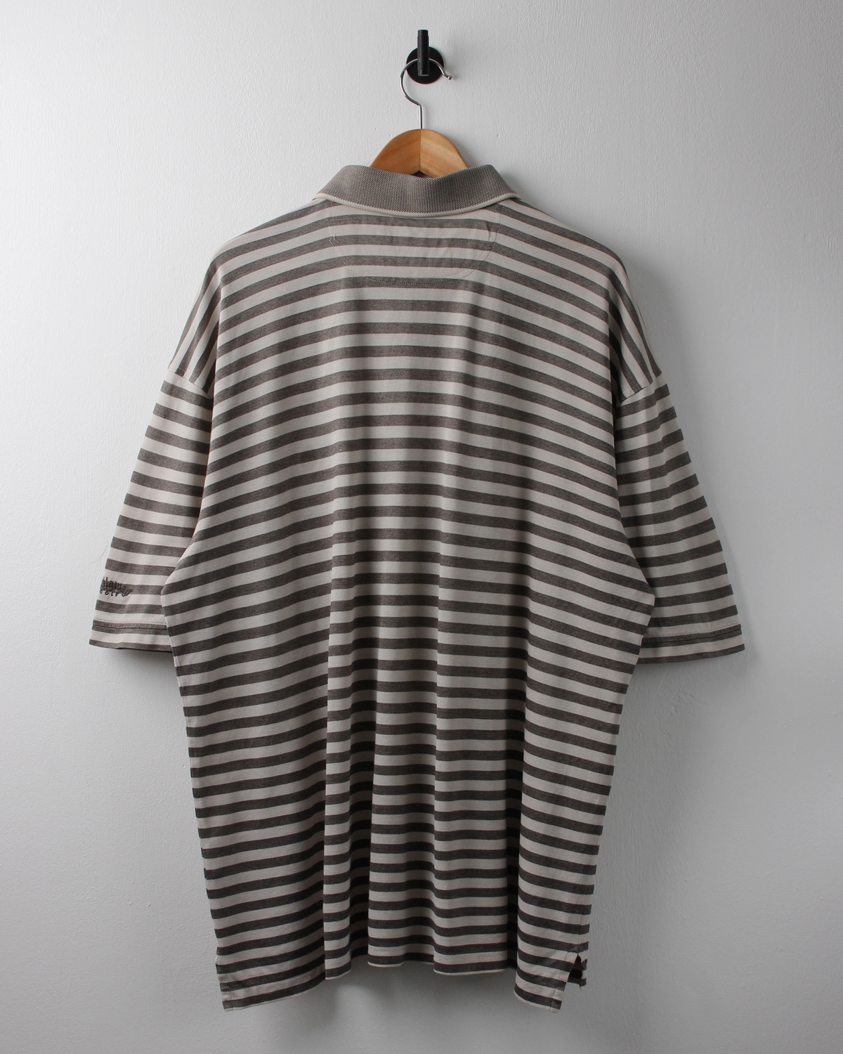 90s Callaway Taupe & White Striped Polo (XL)