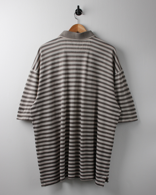 90s Callaway Taupe & White Striped Polo (XL)