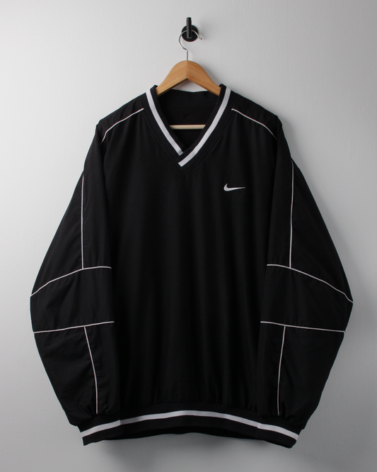 90s Nike Black & White V-Neck Windbreaker (XL)