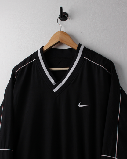 90s Nike Black & White V-Neck Windbreaker (XL)