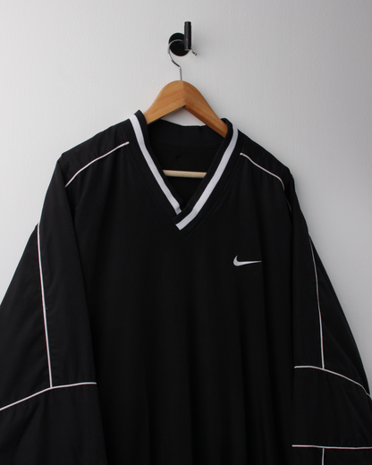 90s Nike Black & White V-Neck Windbreaker (XL)