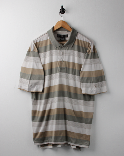 00s Nike Shield Logo Sage Striped Polo (M)