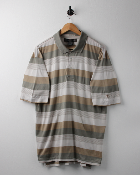 00s Nike Shield Logo Sage Striped Polo (M)
