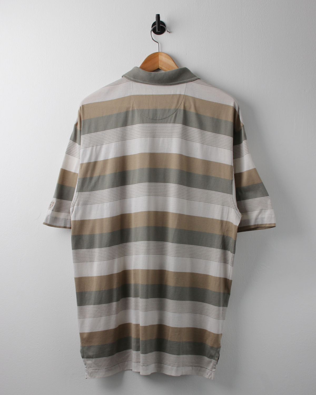 00s Nike Shield Logo Sage Striped Polo (M)