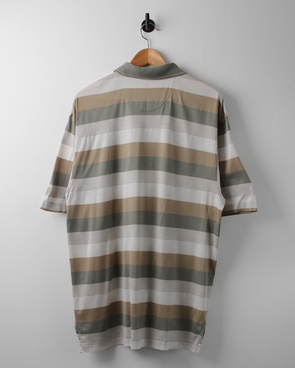 00s Nike Shield Logo Sage Striped Polo (M)