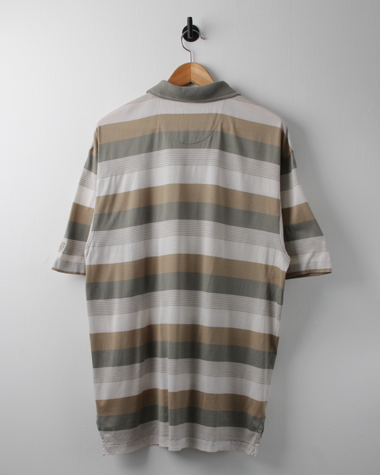 00s Nike Shield Logo Sage Striped Polo (M)