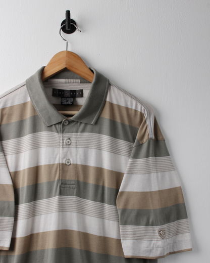 00s Nike Shield Logo Sage Striped Polo (M)