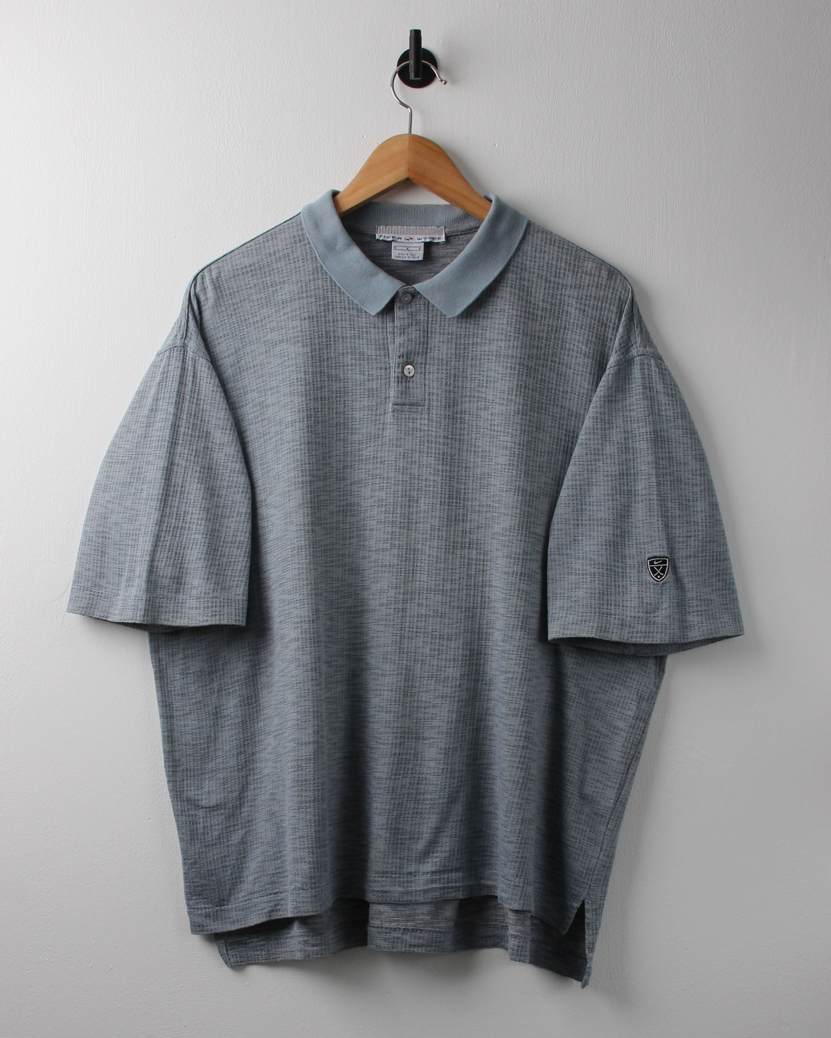90s Nike Shield Logo Blue Textured Polo (M)