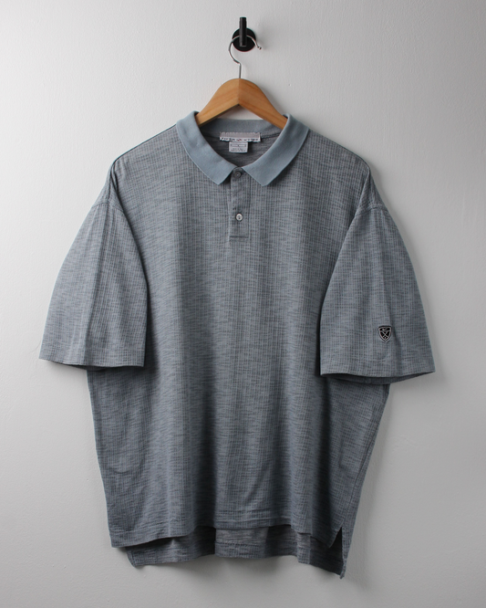 90s Nike Shield Logo Blue Textured Polo (M)