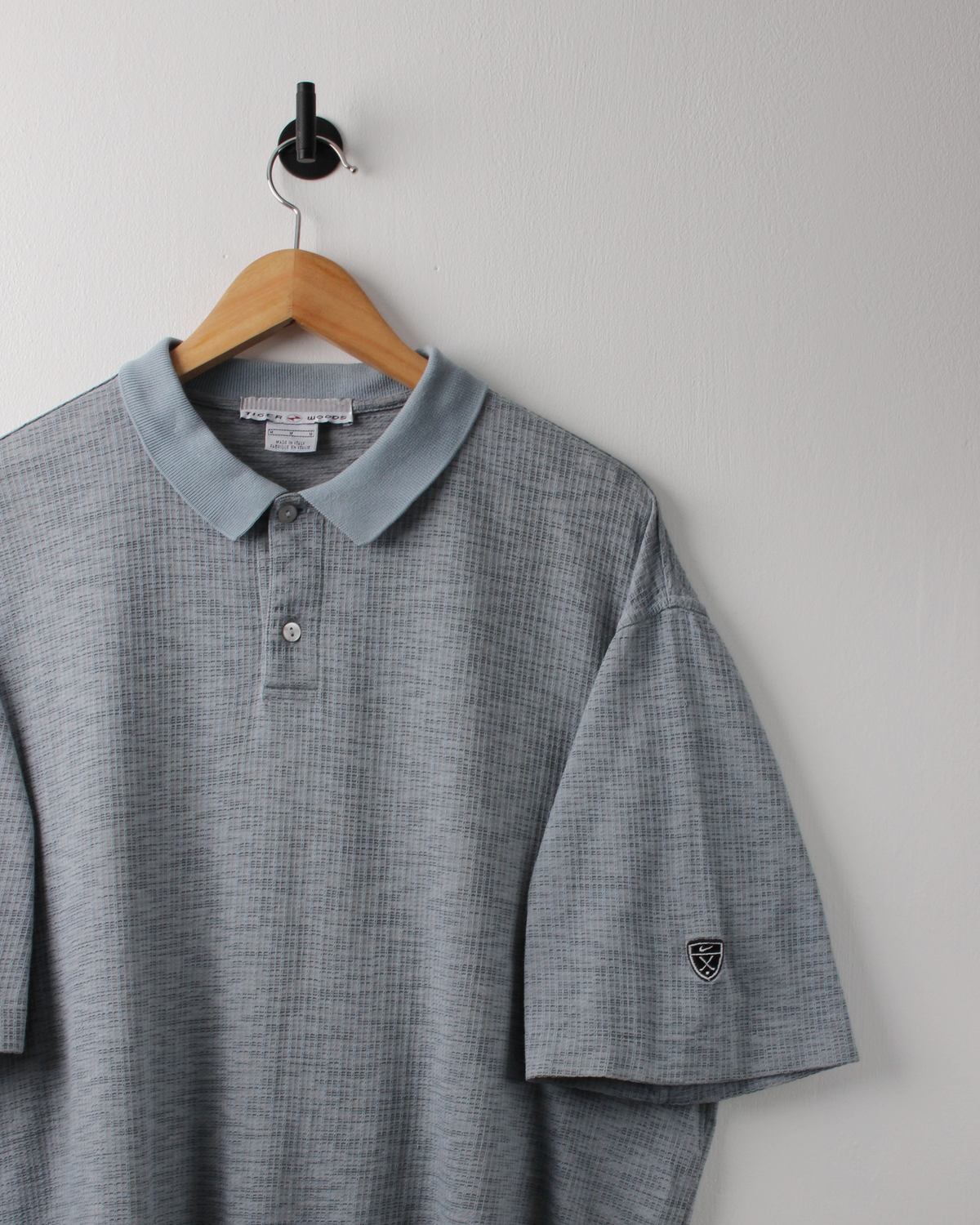 90s Nike Shield Logo Blue Textured Polo (M)
