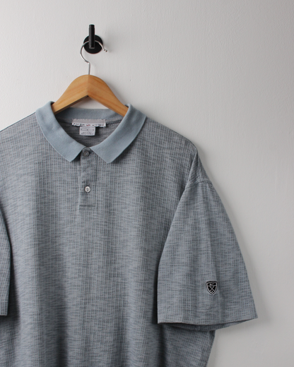 90s Nike Shield Logo Blue Textured Polo (M)