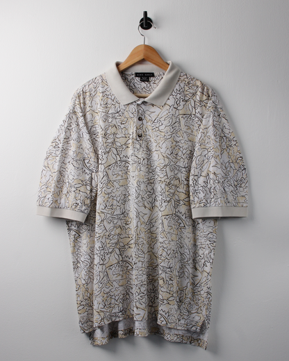 90s Nike White & Cream Abstract Polo (XL)