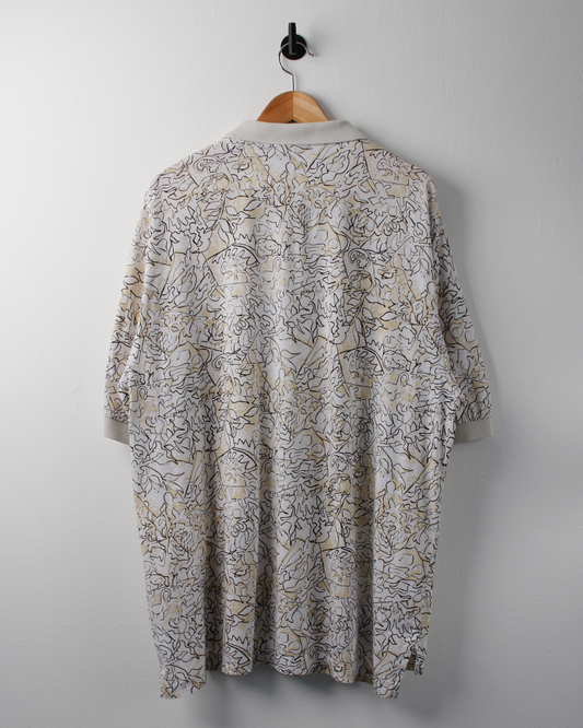 90s Nike White & Cream Abstract Polo (XL)