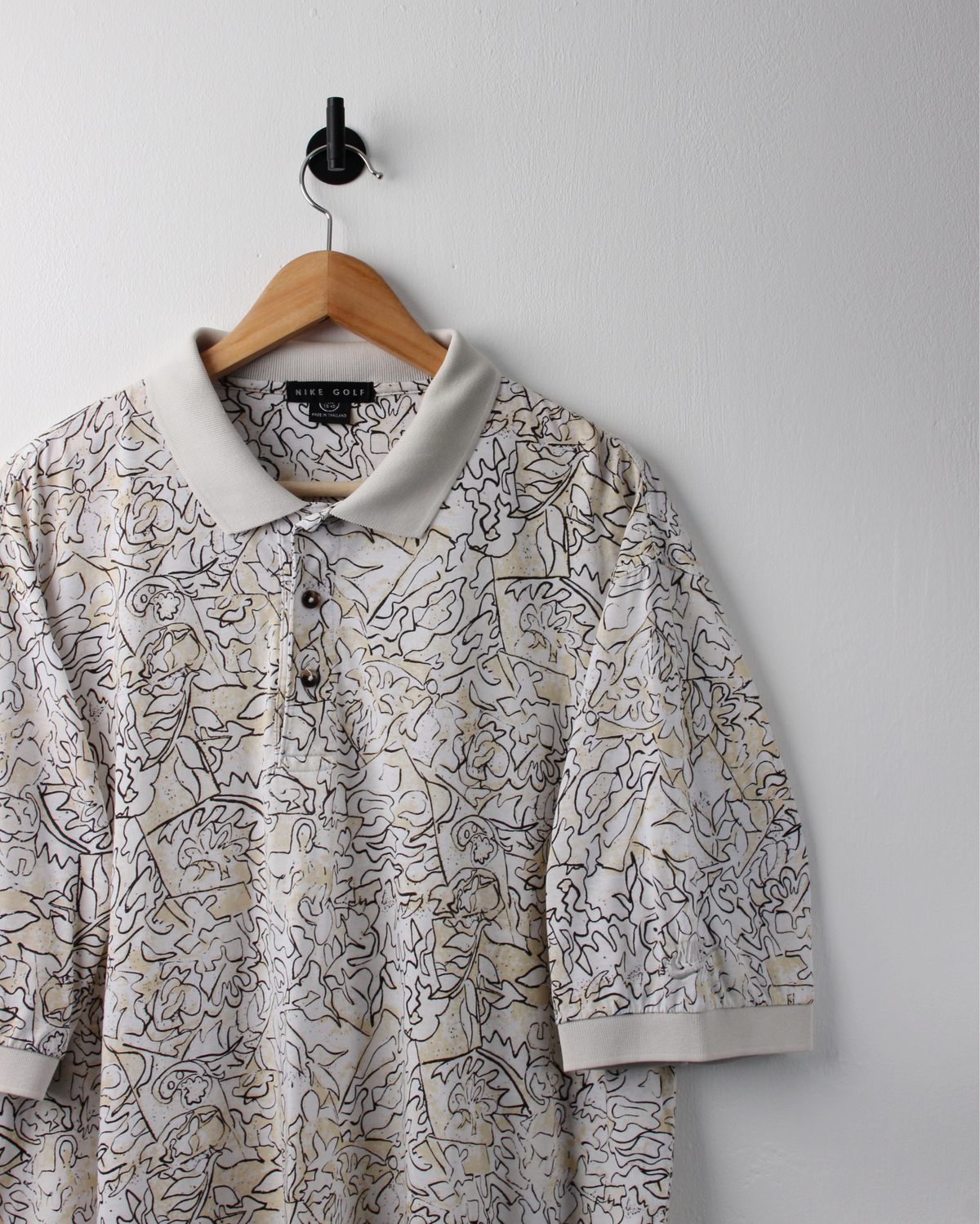 90s Nike White & Cream Abstract Polo (XL)