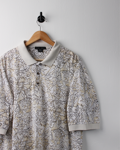 90s Nike White & Cream Abstract Polo (XL)