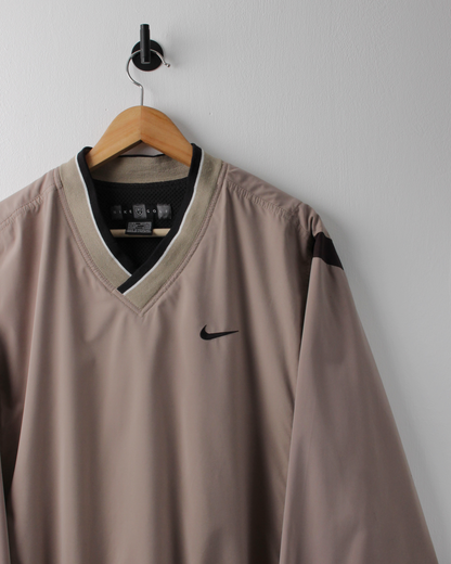 00s Nike Brown V-Neck Windbreaker (M)