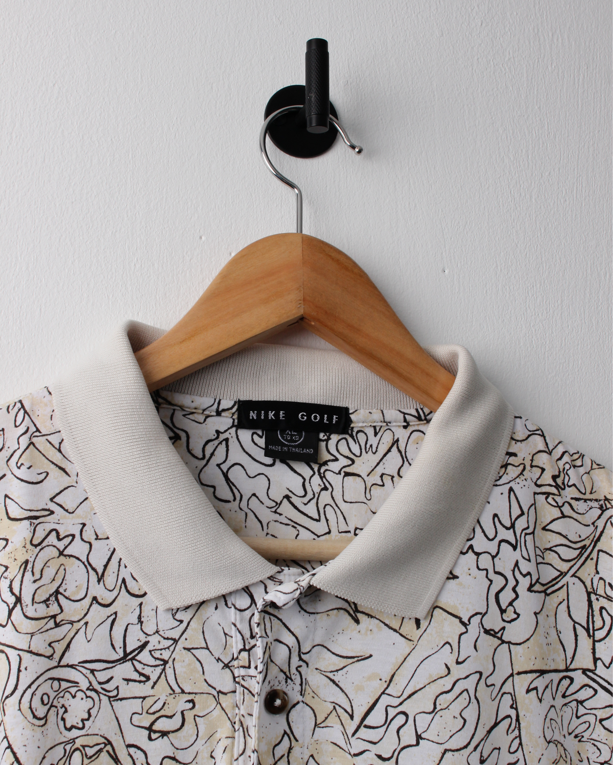 90s Nike White & Cream Abstract Polo (XL)