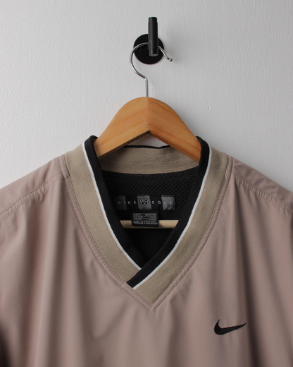 00s Nike Brown V-Neck Windbreaker (M)