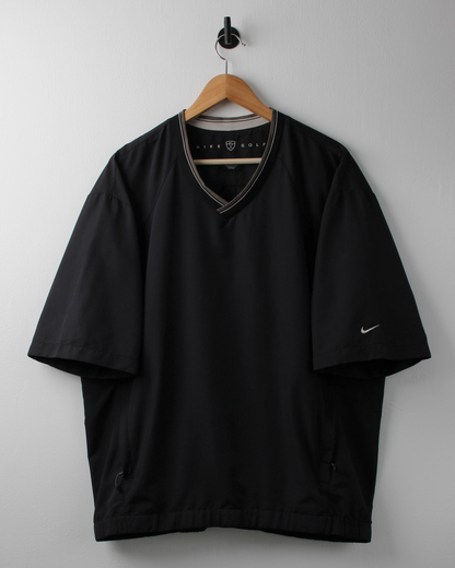 00s Nike Black V-Neck Short Sleeve Windbreaker (L)