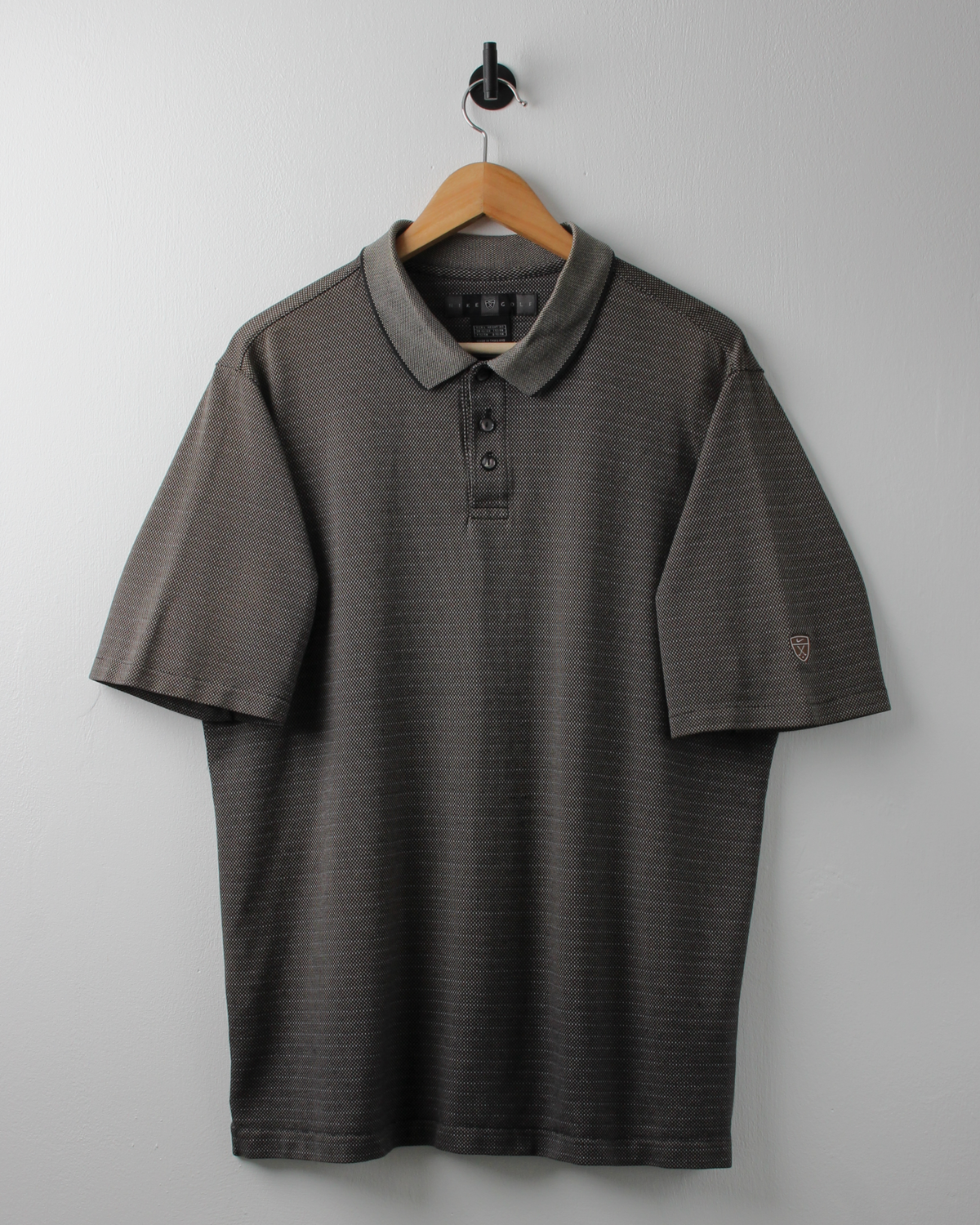 00s Nike Shield Logo Micro-Pattern Polo (M)