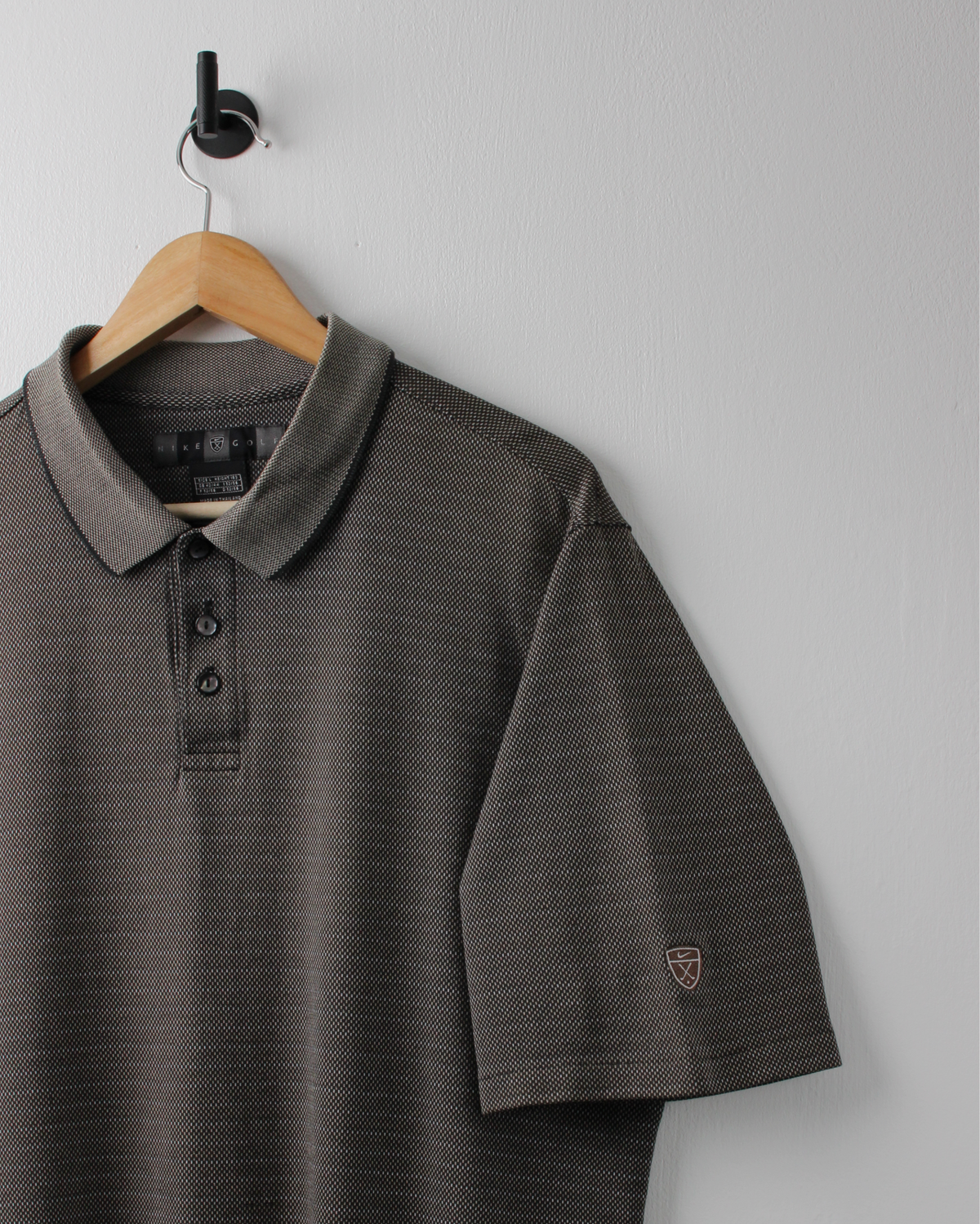 00s Nike Shield Logo Micro-Pattern Polo (M)