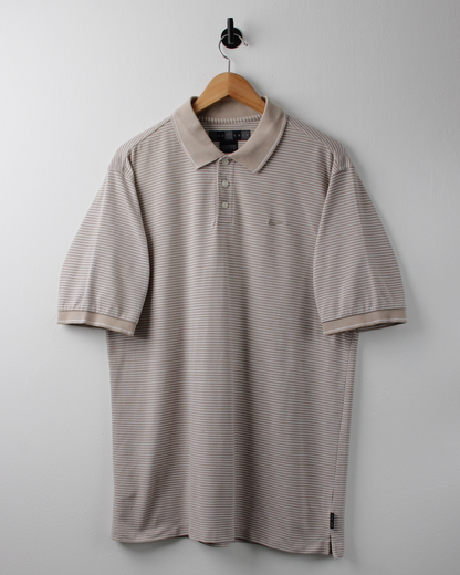 00s Nike Beige & Cream Striped Polo (L)