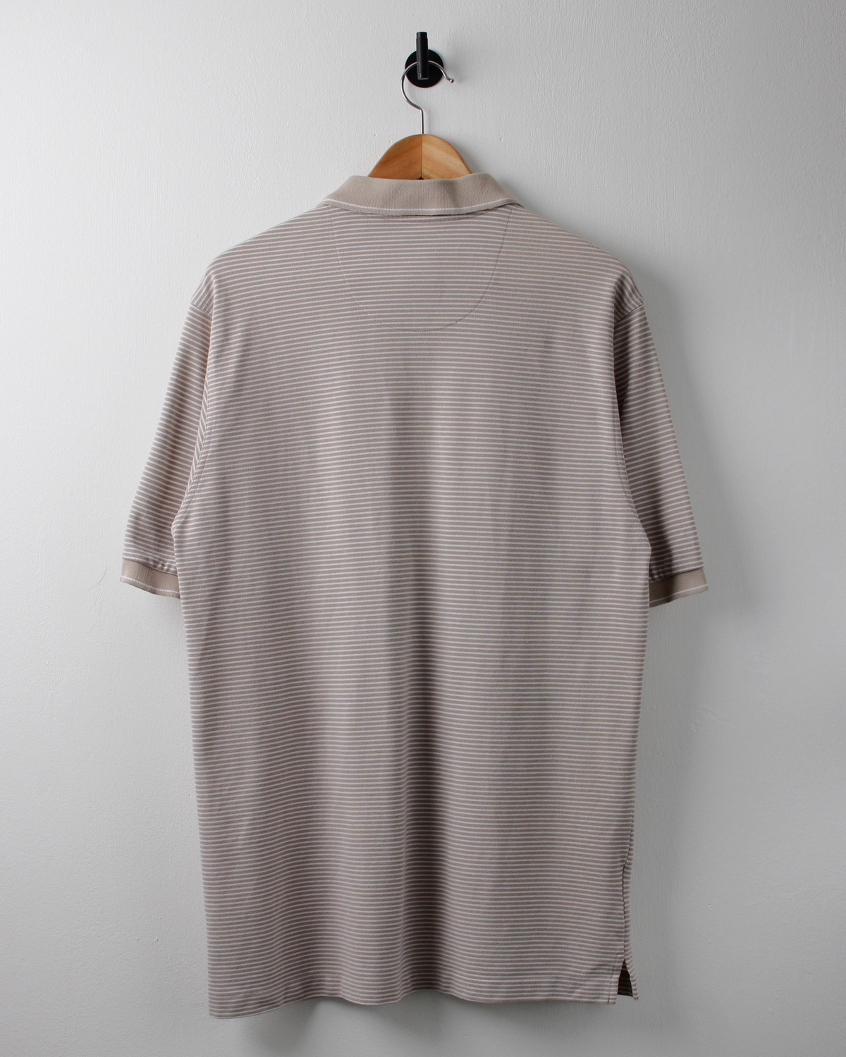 00s Nike Beige & Cream Striped Polo (L)