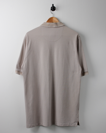 00s Nike Beige & Cream Striped Polo (L)