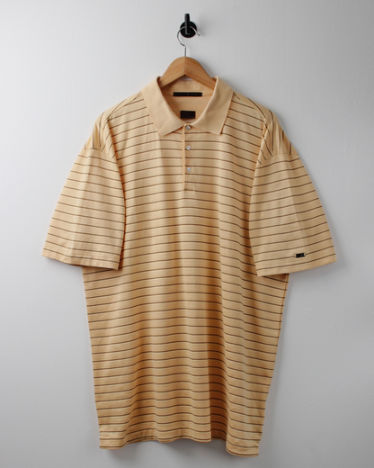 00s Nike Tiger Woods Collection Yellow & Brown Striped Polo (XL)