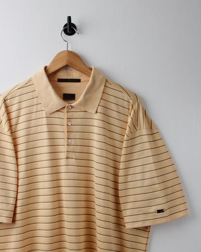 00s Nike Tiger Woods Collection Yellow & Brown Striped Polo (XL)