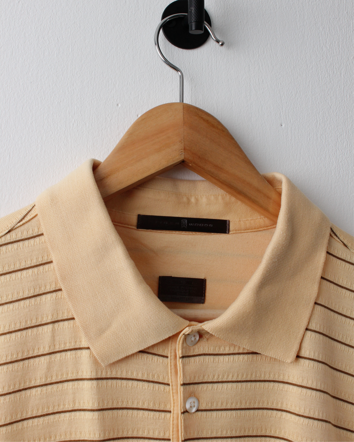 00s Nike Tiger Woods Collection Yellow & Brown Striped Polo (XL)