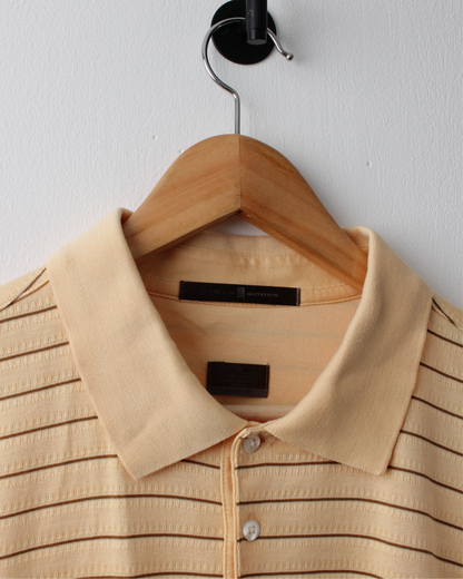 00s Nike Tiger Woods Collection Yellow & Brown Striped Polo (XL)