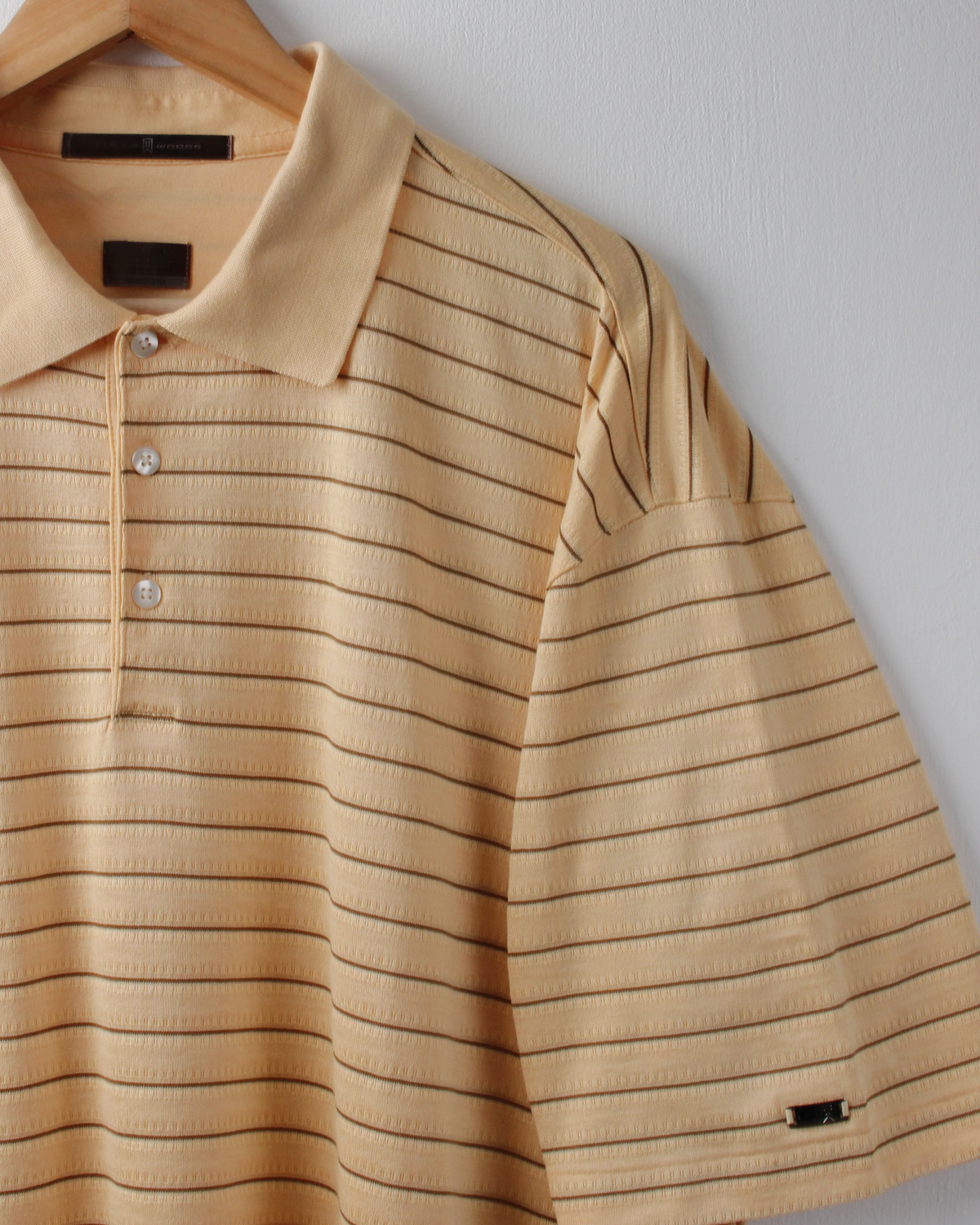 00s Nike Tiger Woods Collection Yellow & Brown Striped Polo (XL)