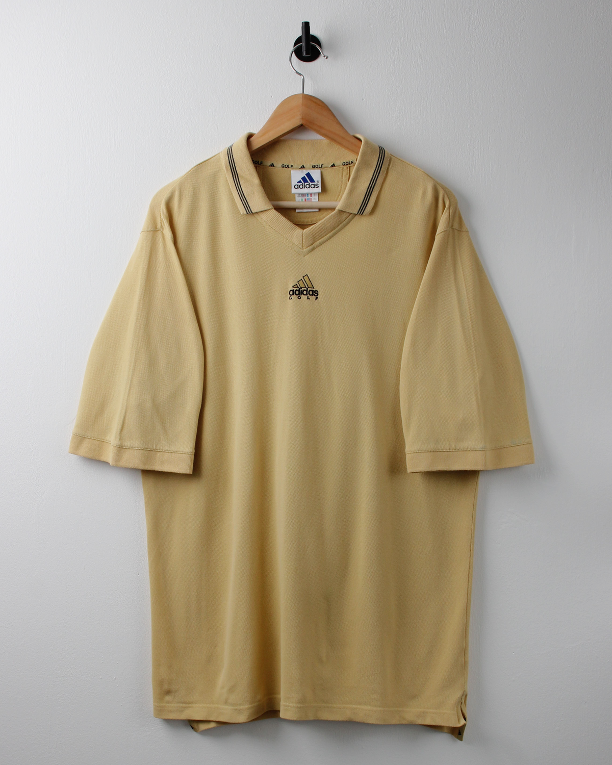 90s Adidas Golf Yellow Centre Logo Buttonless Polo (L)