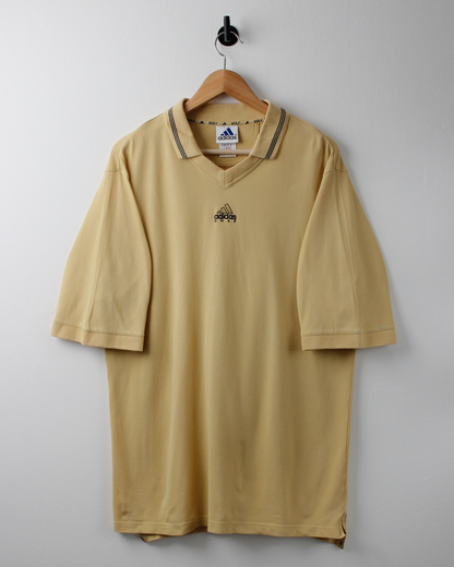 90s Adidas Golf Yellow Centre Logo Buttonless Polo (L)