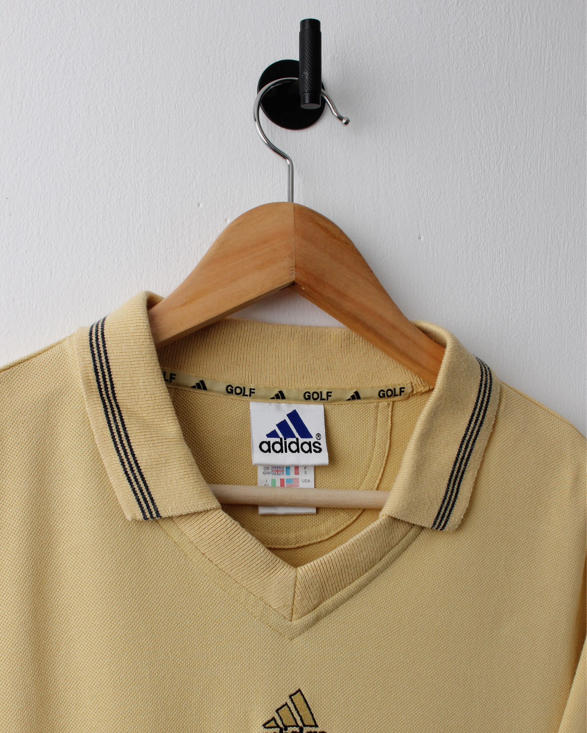 90s Adidas Golf Yellow Centre Logo Buttonless Polo (L)