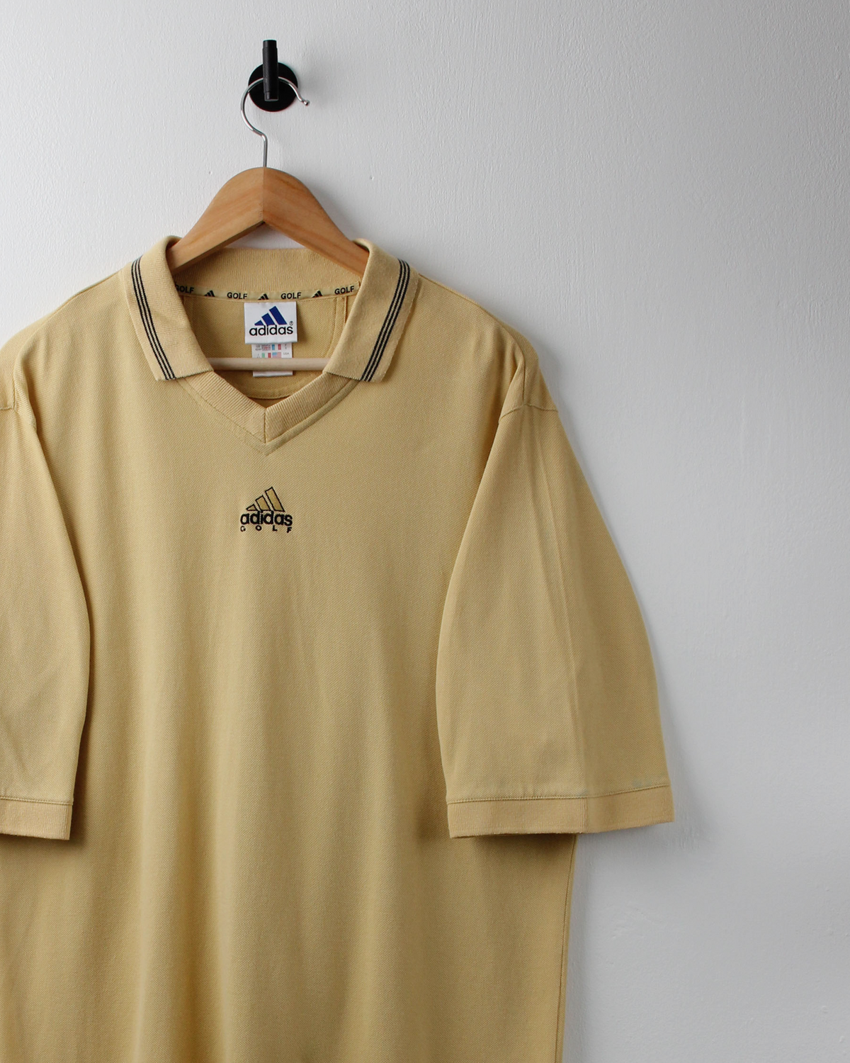 90s Adidas Golf Yellow Centre Logo Buttonless Polo (L)