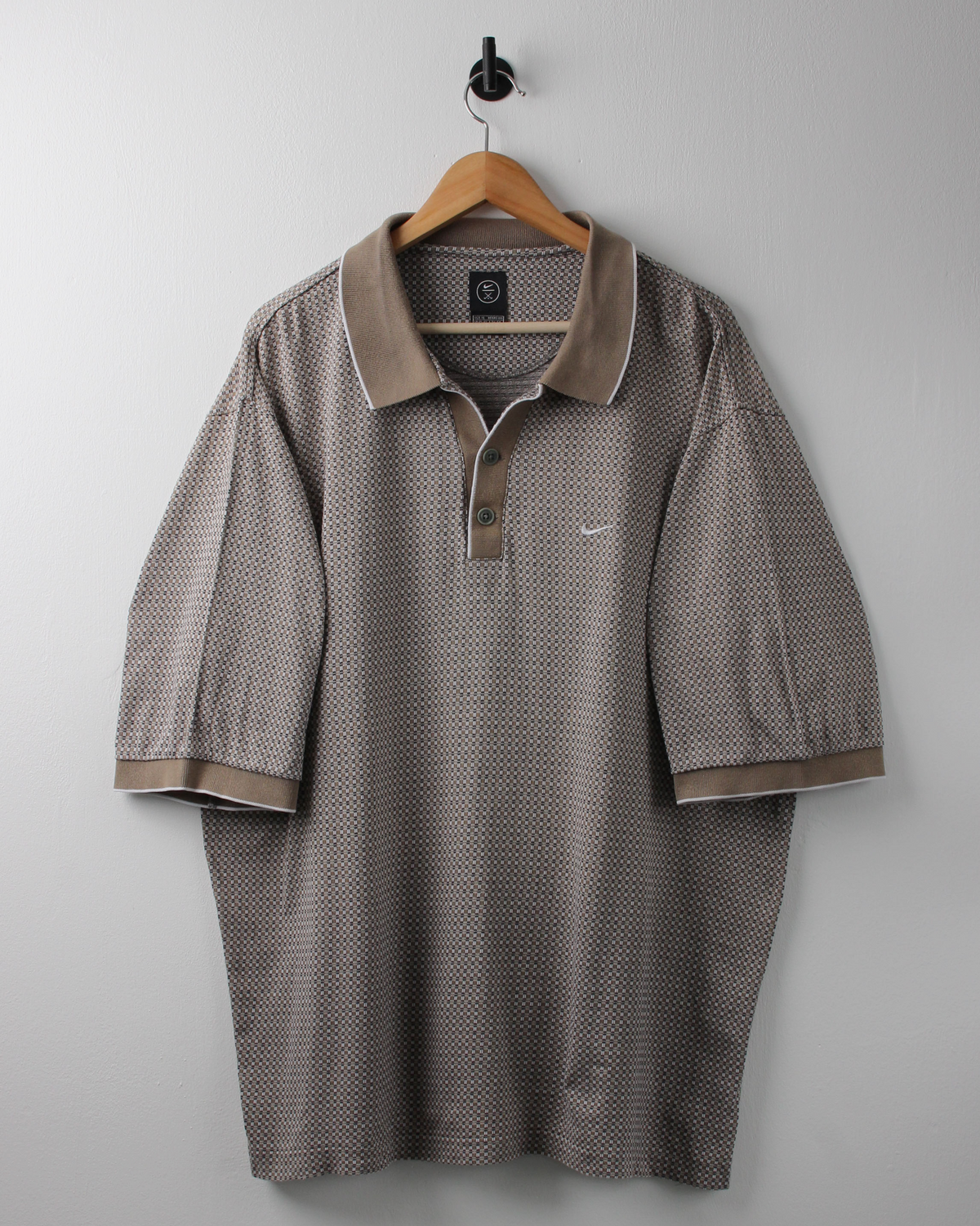 90s Nike Brown Geometric Micro Pattern Polo (XL)