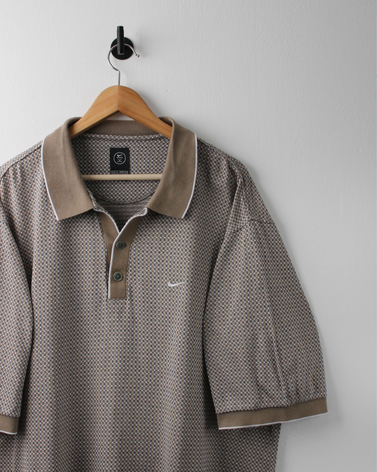 90s Nike Brown Geometric Micro Pattern Polo (XL)
