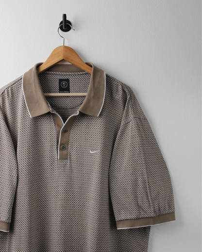 90s Nike Brown Geometric Micro Pattern Polo (XL)